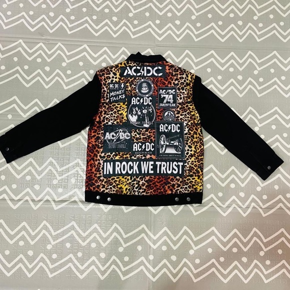 Other - Vintage retro AC/DC acdc graphic denim jean jacket coat